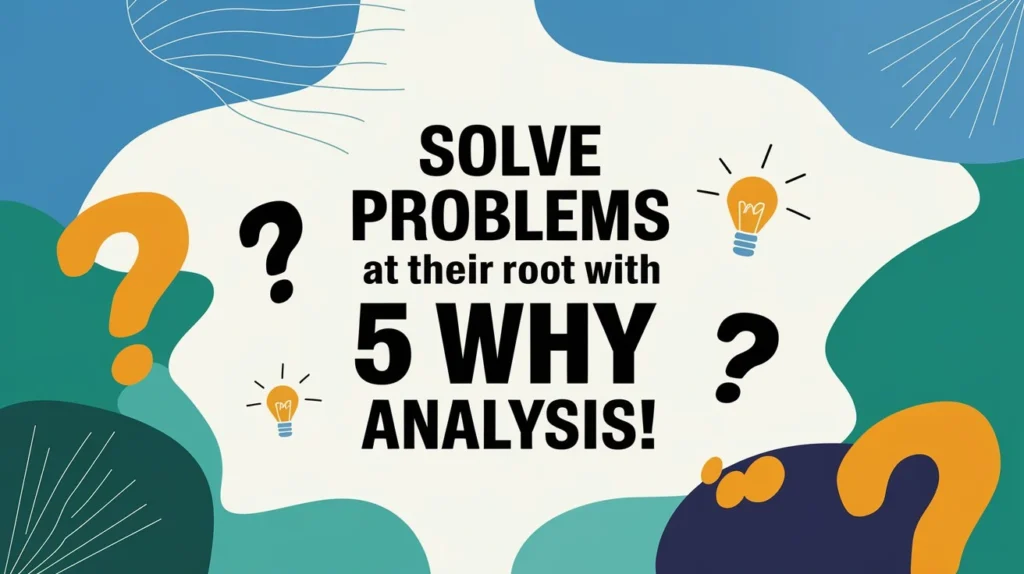 Inspirational banner promoting problem-solving with 5 Why Analysis.